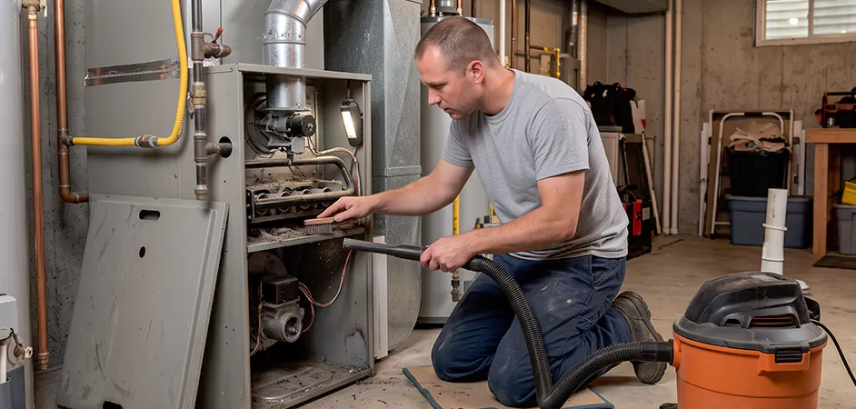 Burner and Heater Compartment Lint Removal in Cumberland